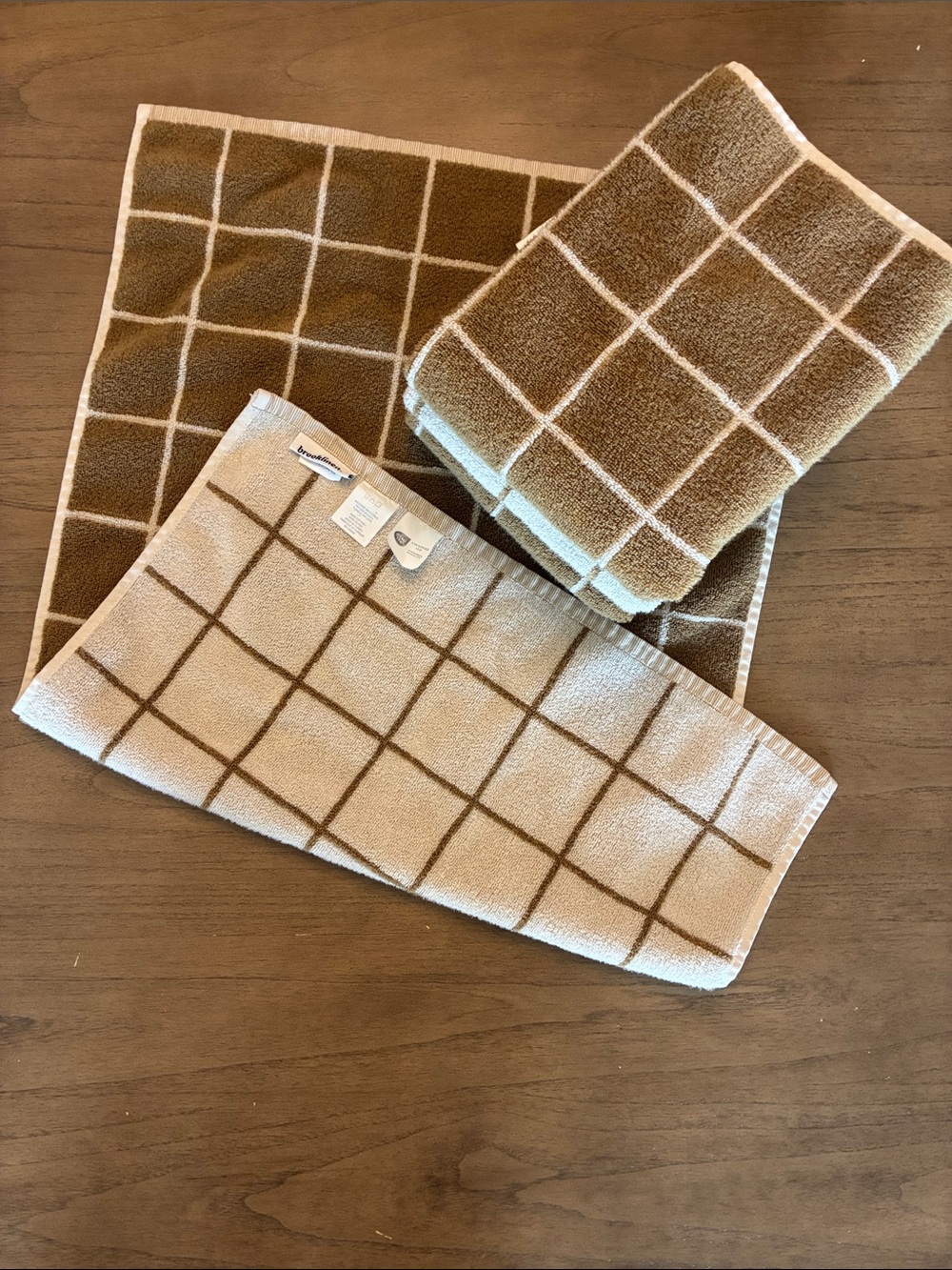 4 Brooklinen Reversible Grid Pattern Hand Towels